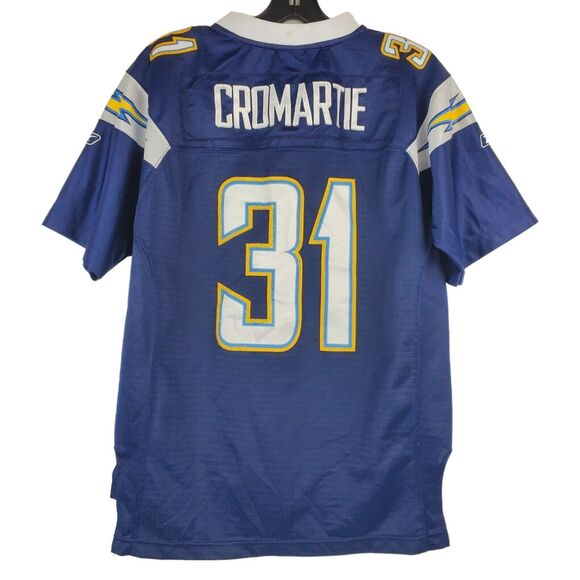 SAN DIEGO CHARGERS Jersey Youth Large Blue ANTONIO CROMARTIE #31 Retro REEBOK - Picture 5 of 9